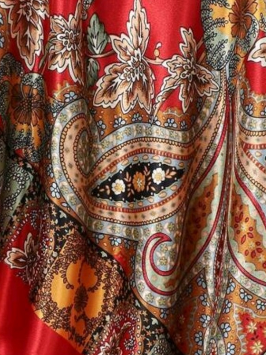 Paisley Wild Rag - Red and Sage