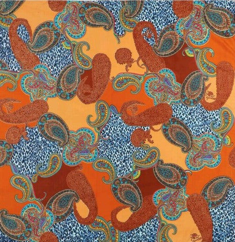 Paisley Wild Rag - Orange and Blues - Elk Hollow Designs