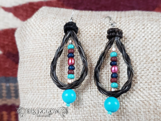 Braided Horse Hair Beaded Earrings - Elk Hollow DesignsBraided Horse Hair Beaded Earrings