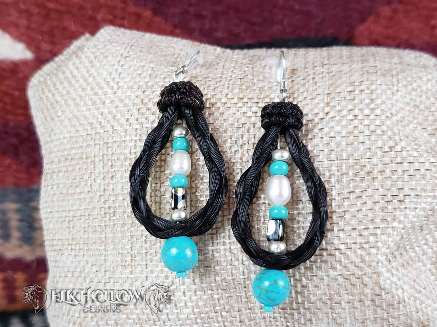 Braided Horse Hair Beaded Earrings