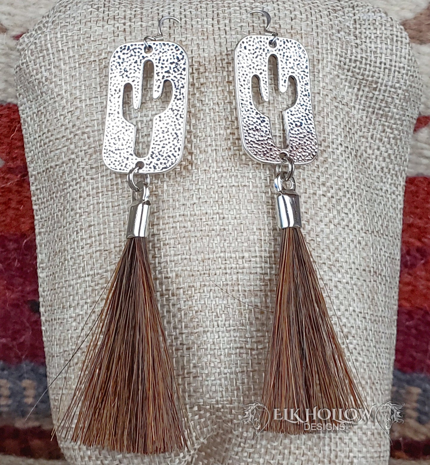 Cactus Horse Hair Tassel Earrings - Elk Hollow DesignsCactus Horse Hair Tassel Earrings