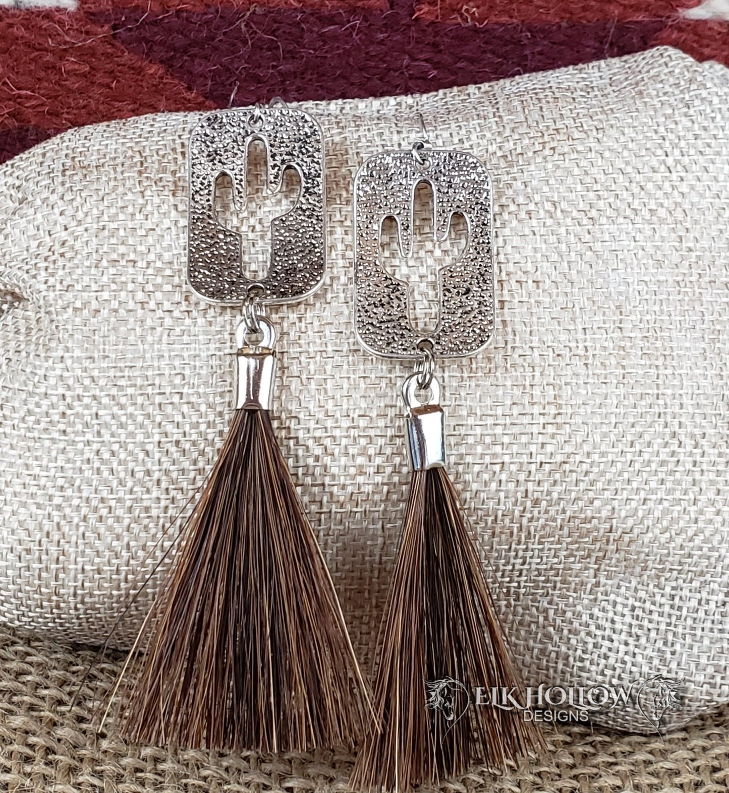 Cactus Horse Hair Tassel Earrings - Elk Hollow DesignsCactus Horse Hair Tassel Earrings