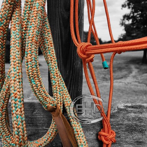 Clinician Rope Halter and Lead Rope Set - Burnt Orange - Elk Hollow Designs