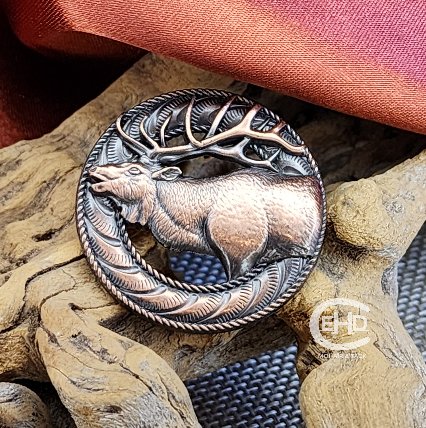 Copper Bulging Elk Wild Rag Slide - Elk Hollow DesignsCopper Bulging Elk Wild Rag Slide