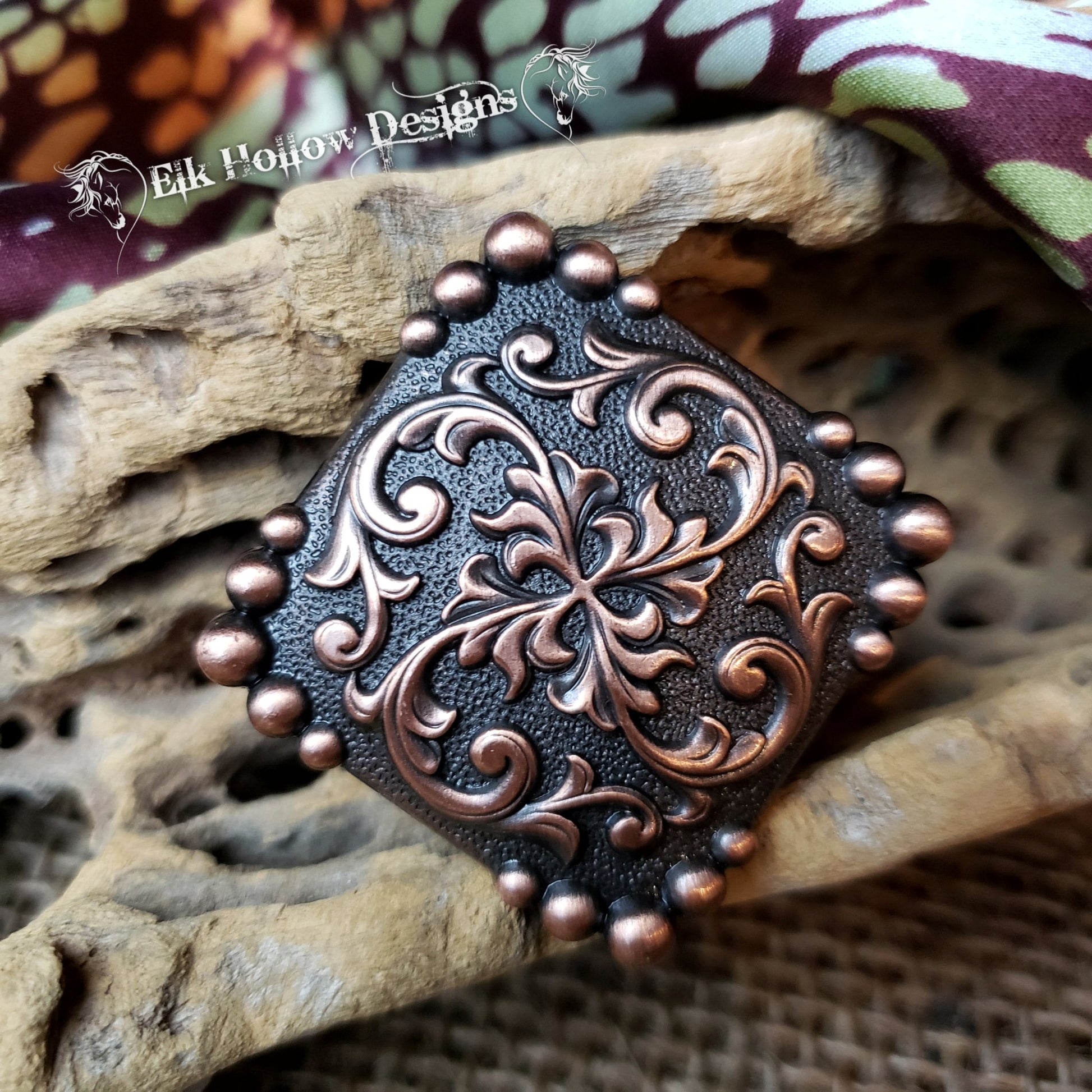 Copper Square Scroll Wild Rag Slide - Elk Hollow DesignsCopper Square Scroll Wild Rag Slide