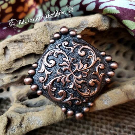 Copper Square Scroll Wild Rag Slide - Elk Hollow DesignsCopper Square Scroll Wild Rag Slide