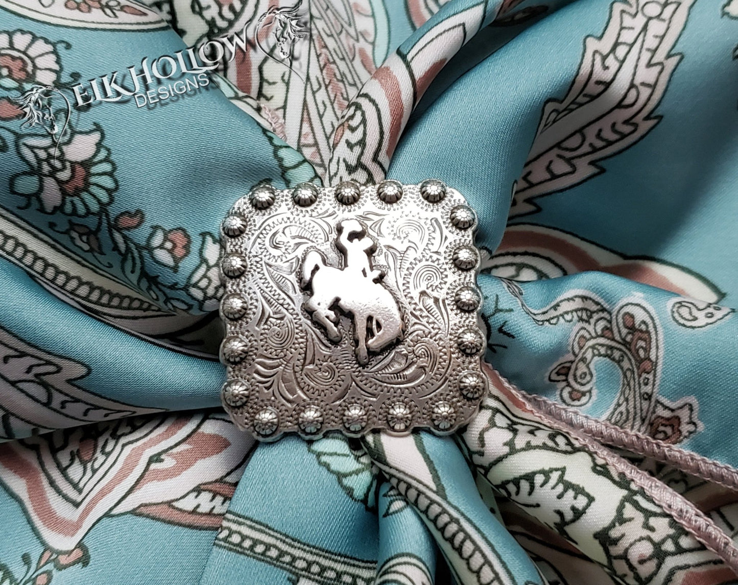 Square Berry Buckin' Bronco Wild Rag Slide - Elk Hollow DesignsSquare Berry Buckin' Bronco Wild Rag Slide