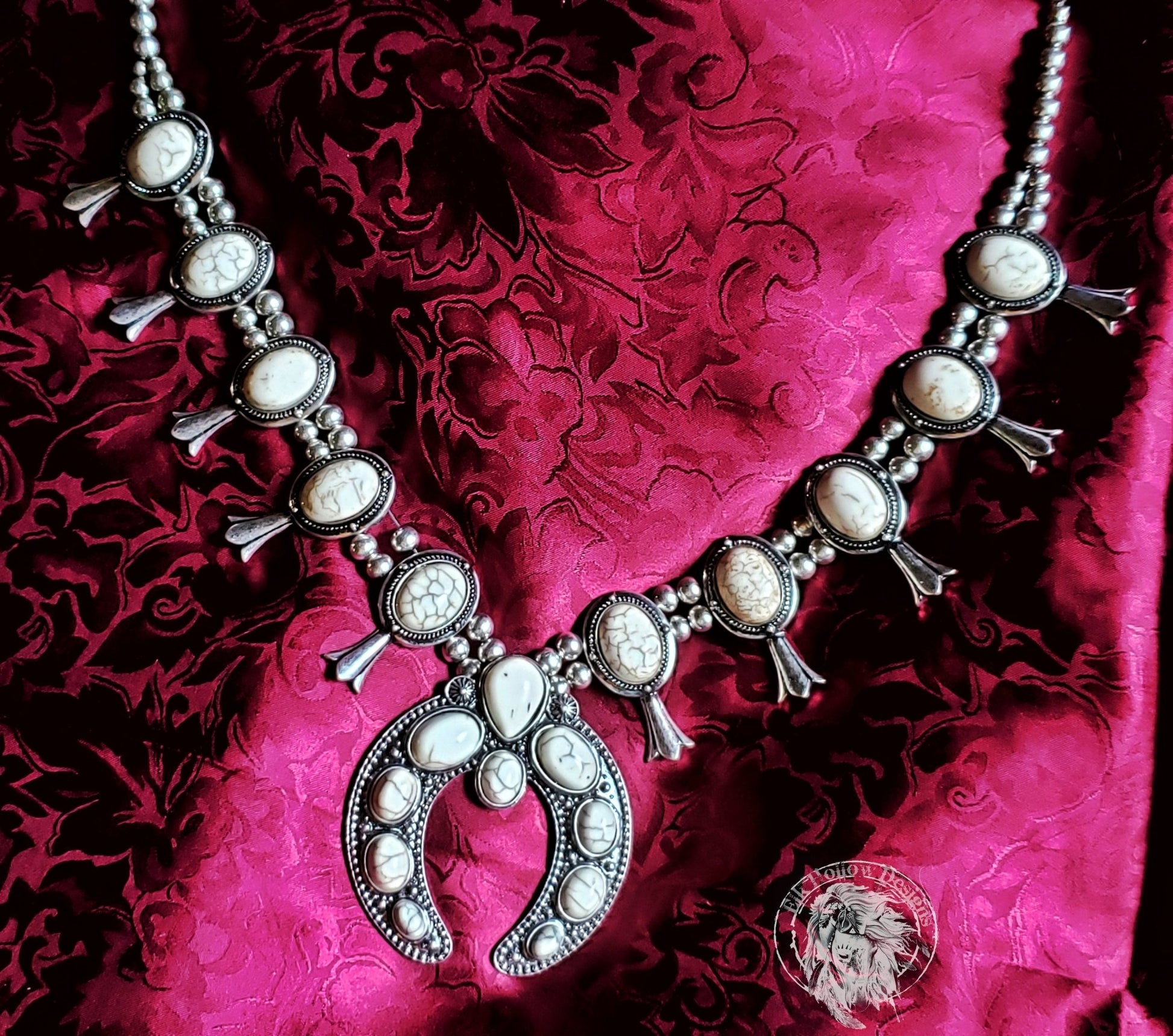 Squash Blossom Natural White Stone Statement Necklace