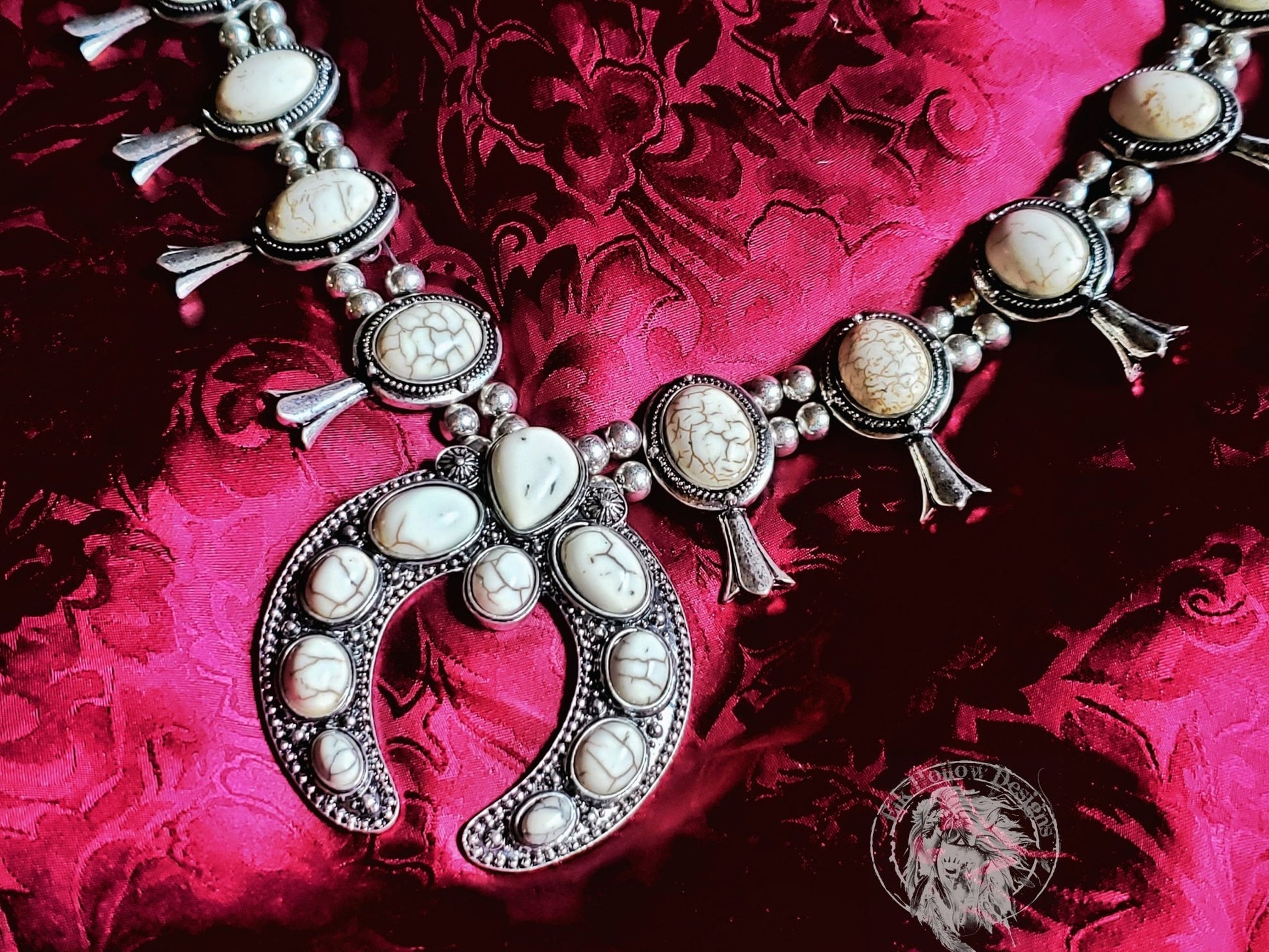 Squash Blossom Natural White Stone Statement Necklace