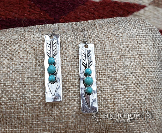 Turquoise Arrow Earrings - Elk Hollow DesignsTurquoise Arrow Earrings