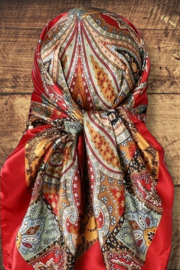 Paisley Wild Rag - Red and Sage - Elk Hollow Designs