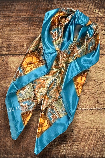Paisley Wild Rag - Blue and Golds - Elk Hollow Designs
