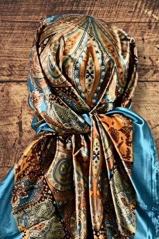 Paisley Wild Rag - Blue and Golds - Elk Hollow Designs