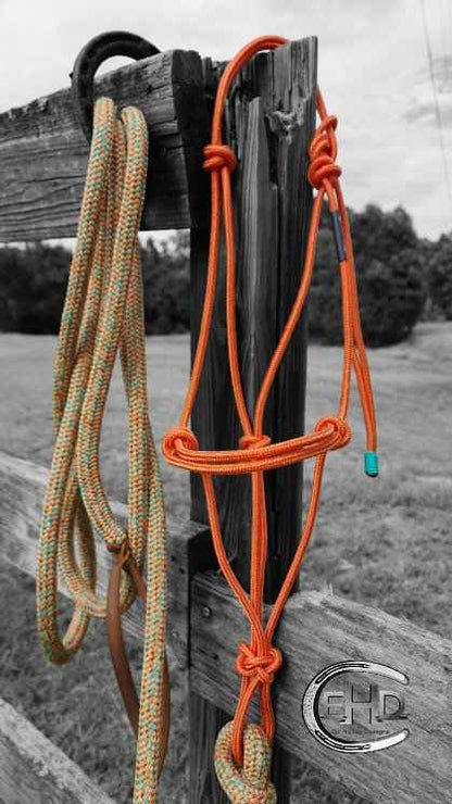 Clinician Rope Halter and Lead Rope Set - Burnt Orange