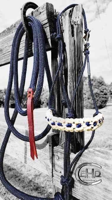 Rope Halter with Flower Noseband and Lead Rope