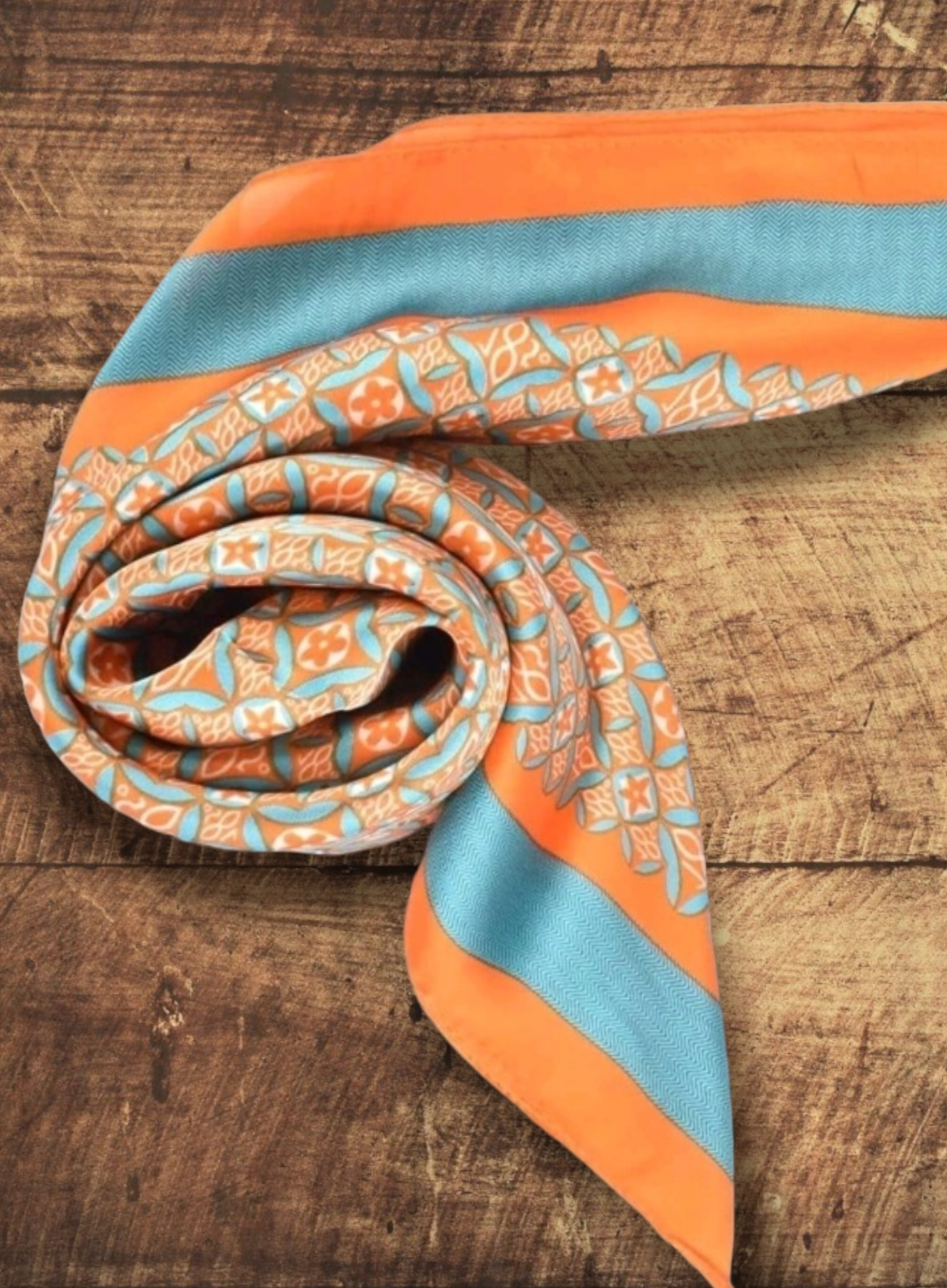 Geometric Wild Rag - Turquoise and Orange - Elk Hollow Designs