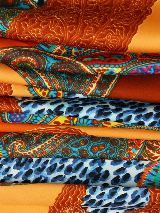 Paisley Wild Rag - Orange and Blues - Elk Hollow Designs